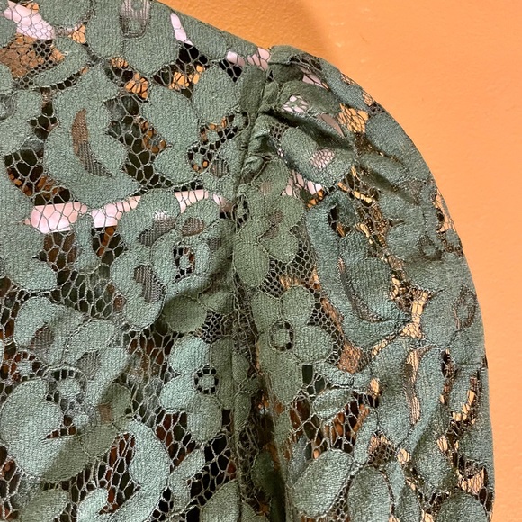 Forever 21 Army Green Short Sleeve Blouse Lace Work / Play main image 1